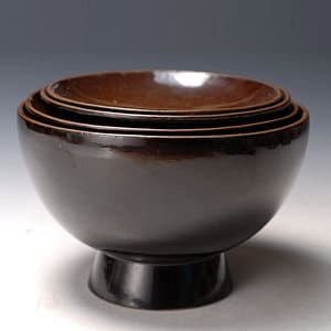 Vintage 4-bowl oryoki / takuhatsu set in urushi lacquer